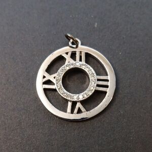 Vintsge Sterling Elegant Silver Roman Numeral Pendant